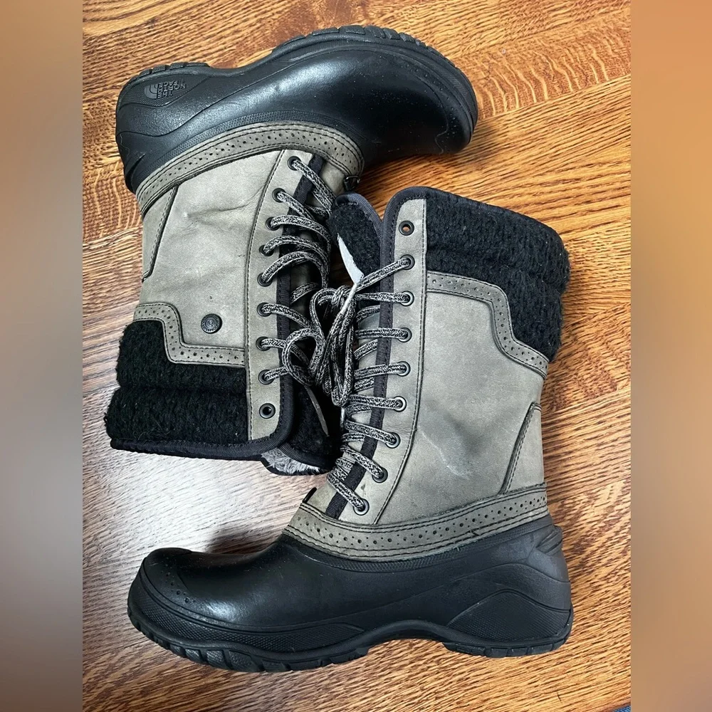 NORTH‎ FACE Shellista II Tall Mid Boots Winter Hiking Gorpcore Faux Fur Warm 6